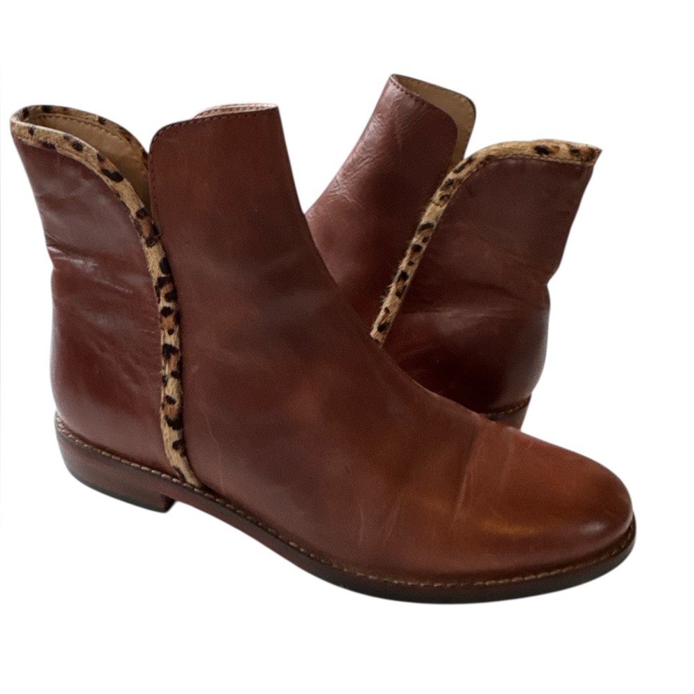 Dark Brown Leopard Westminster Leather Boot Brown Size 6